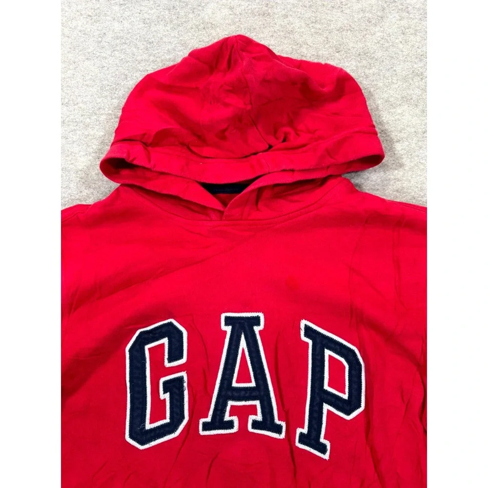 Gap Hoodie Boys 2XL Red Cotton Fleece Lined Logo Graphic Kangaroo Pocket Winter